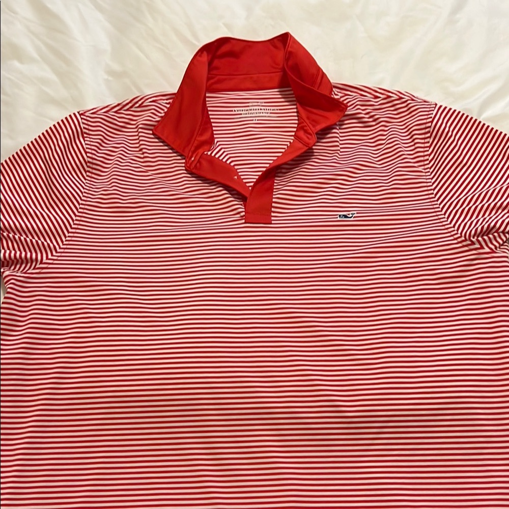 Vineyard Vines Men's Red Striped Polo Shirt